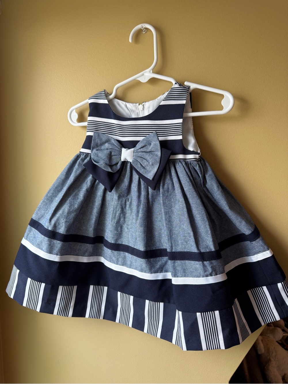 Bonnie Baby Navy Bow Dress 12M